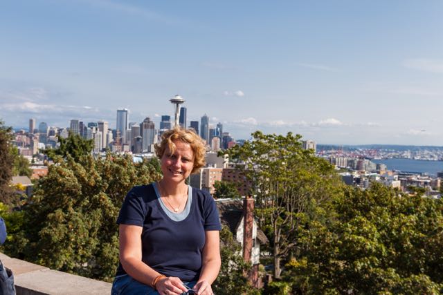 Das bin ich, im Hintergrund eine meiner Lieblingsstädte, Seattle
