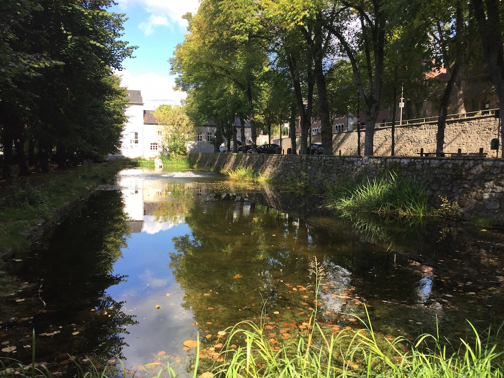 Ein begradigter Bachlauf wie eine kleine Parkanlage