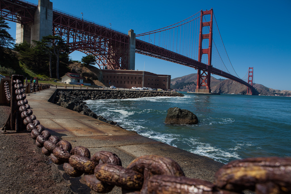 Golden Gate Bridge von Presidio aus gesehen