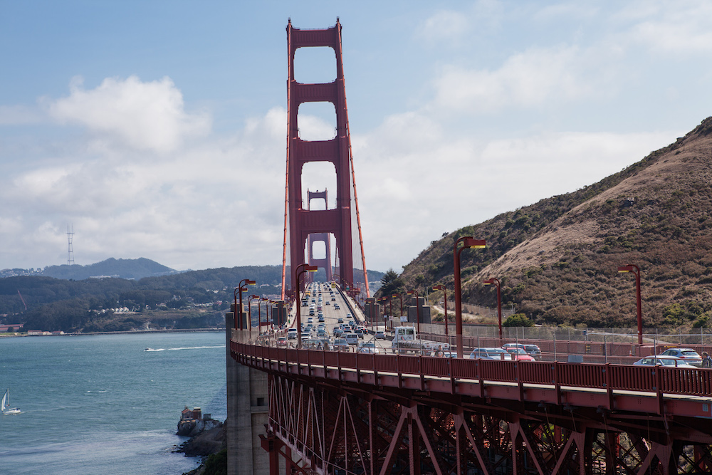 Der Blick auf die Golden Gate Bridge vom Vista Point im Norden