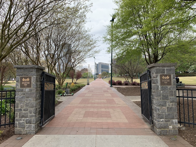 Der Eingang zum Centennial Olympic Park im Herzen von Atlanta.