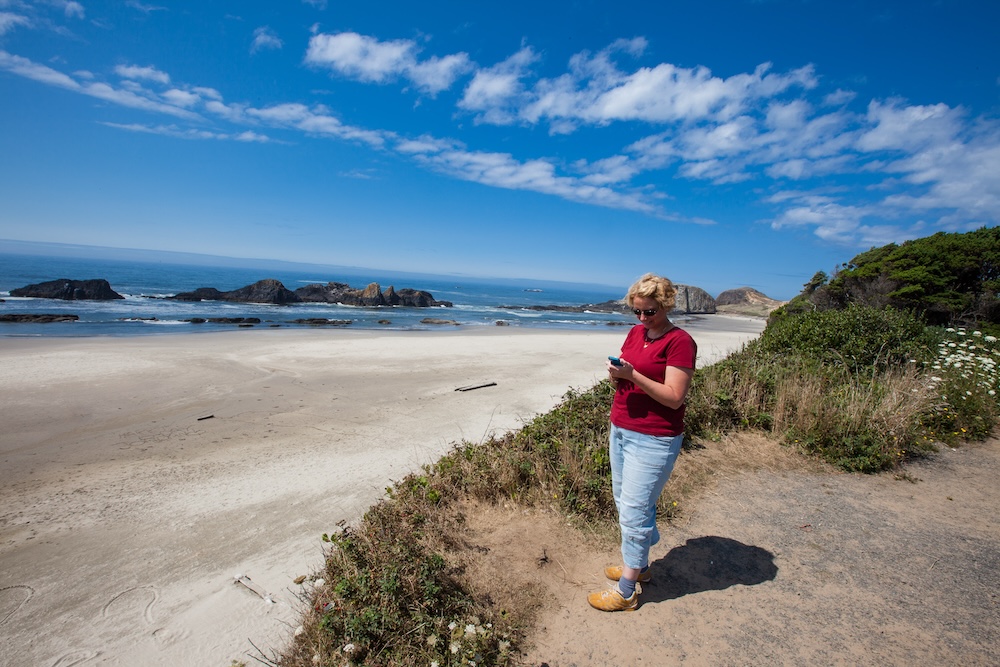 Auch in Yachats ist die Küste menschenleer. 